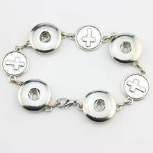 18 мм кнопки Браслеты браслет круглый крест сплава оснастки кнопку jewelry браслет(25 см+ 5 см) рождественский подарок 10 шт./лот