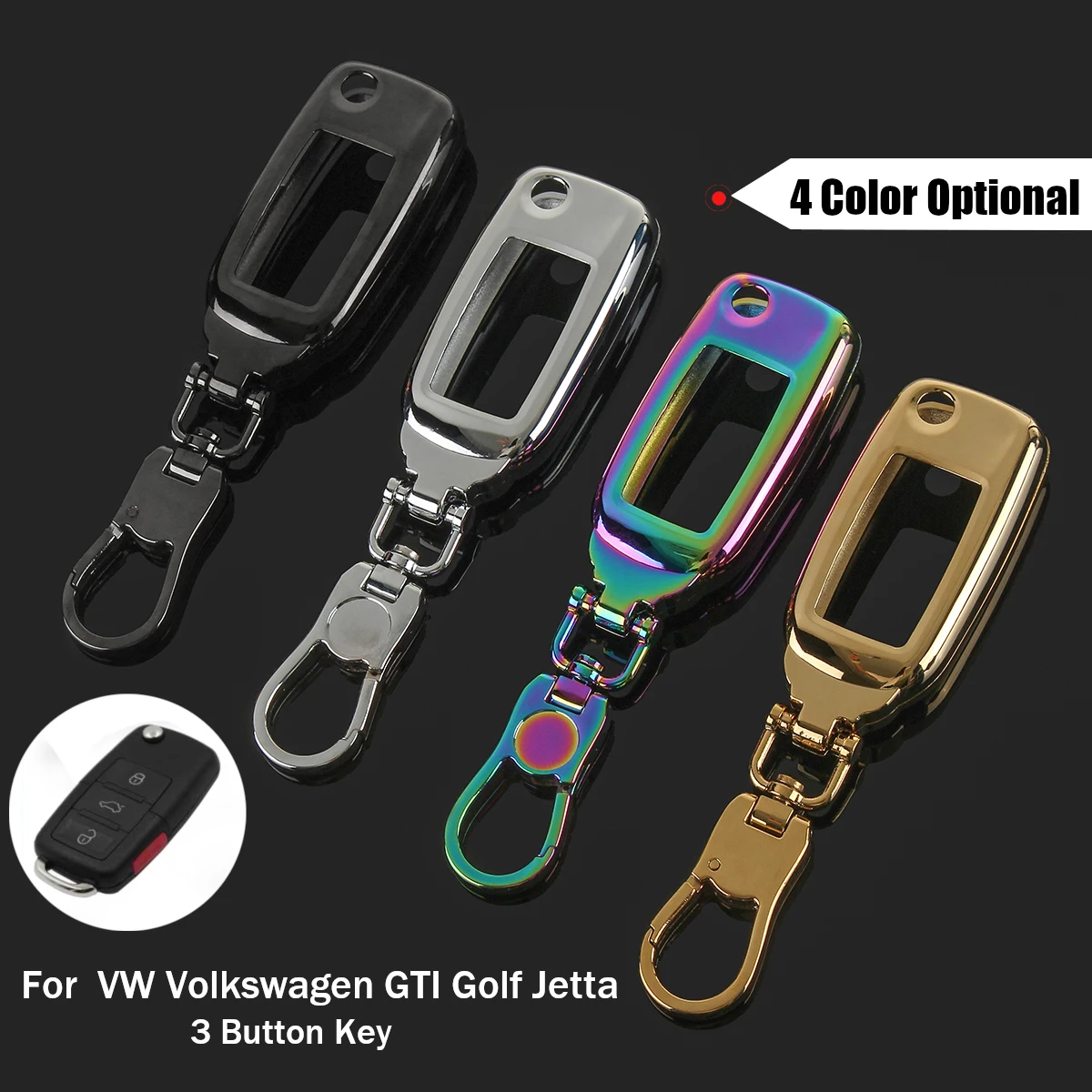 

3 Button Zinc Alloy Car Key Cover Protective Key Shell Case for VW for Volkswagen GTI Golf Jetta