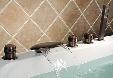 

Oil-rubbed Bronze Waterfall Tub Faucet with Hand Shower