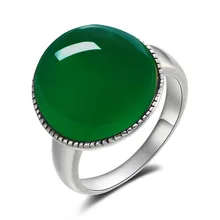 Verde Natural Negro Ágata Anillo de Plata de Ley 925 Bague Femme Pura joyas de plata 925 Anillos para Las Mujeres Joyería de Plata Tailandesa R130