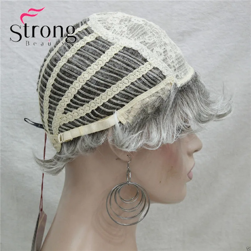 4066 #48T Fashion light gray with mix root short synthetic lady`s wig for everyday  (6)