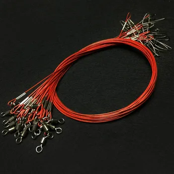 

50cm Super Strong Fishing Lure Trace Wire Leader Spinner Shark Fish Interlock Snap Hook Connector