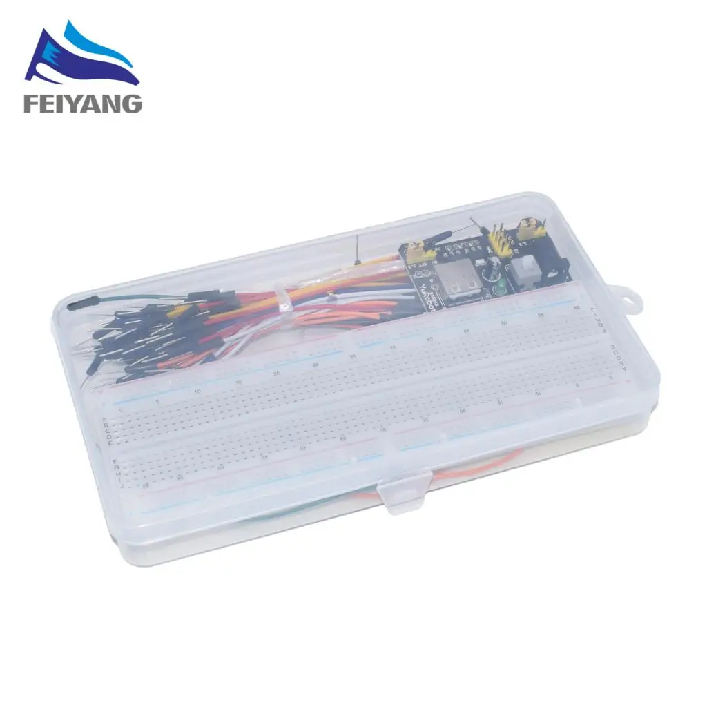 

3.3V/5V MB102 Breadboard power module+MB-102 830 points Solderless Prototype Bread board kit +65 Flexible jumper wires