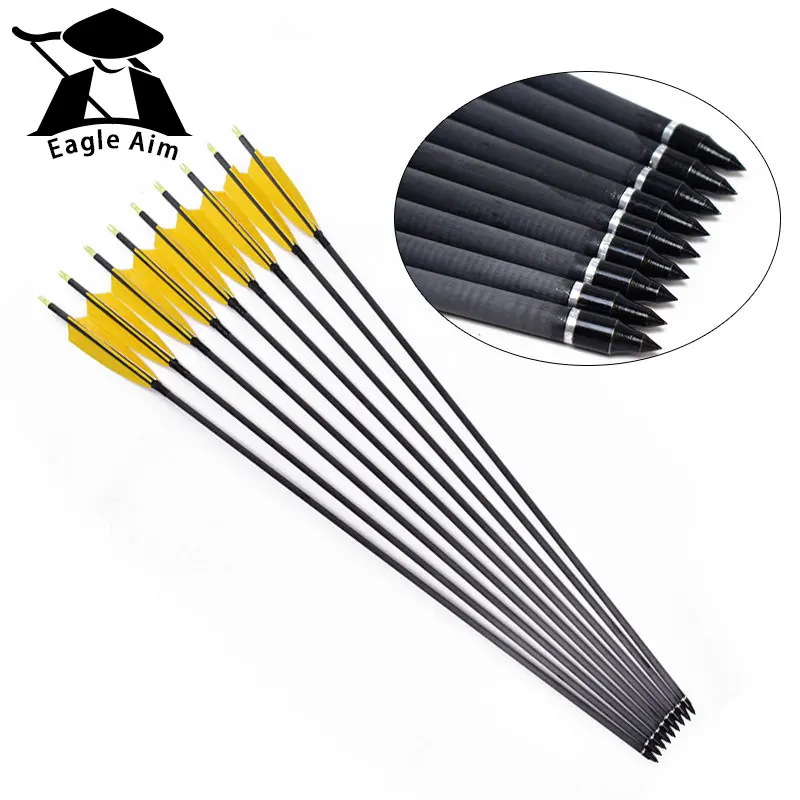 

12PCS Hunting Archery Crossbow 30"Pure Carbon Arrows Bolts ID 7.6mm Replaceable Arrows for Composite Bow