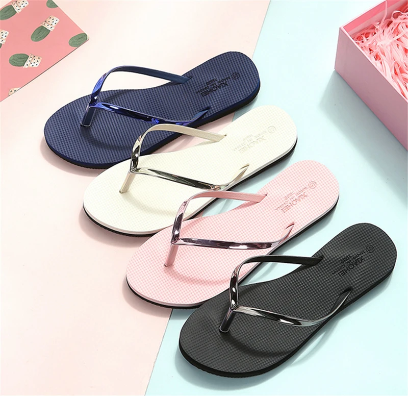 

2019 Summer Slippers for Woman Solid Flat Heel Flip Flops Casual Outdoor Shoes EVA Sandals Beach Shoes Woman Home Slippers P30