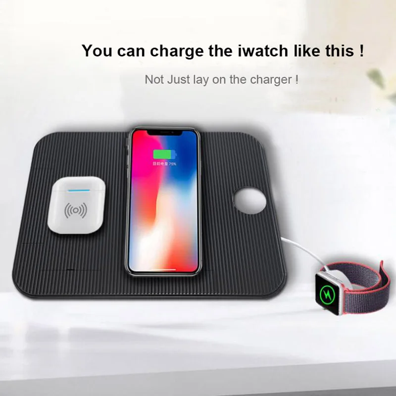 QI быстро Беспроводной Зарядное устройство для Apple Watch iPhone Airpods 8 X XR XS MAX зарядки Беспроводной Зарядное устройство для iWatch 1 2 3 4 Зарядное устройство