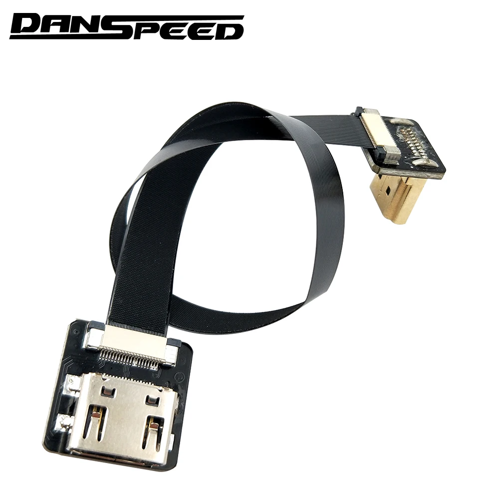 Danspeed fpv لأعلى بزاوية 90d hdmi النوع a ذكر إلى hdmi hdtv fpc الإناث شقة الكابل 20 سنتيمتر