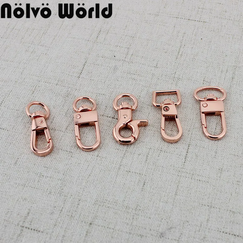 

4 pcs 30pcs Rose gold Swivel Lobster clips carabines snap hook metal zinc hardware handbag weekend bags hanger