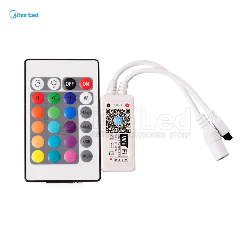 24key controller + LED rgbw mini wifi smart controller 5v-28v for RGBW led strip Phone app control