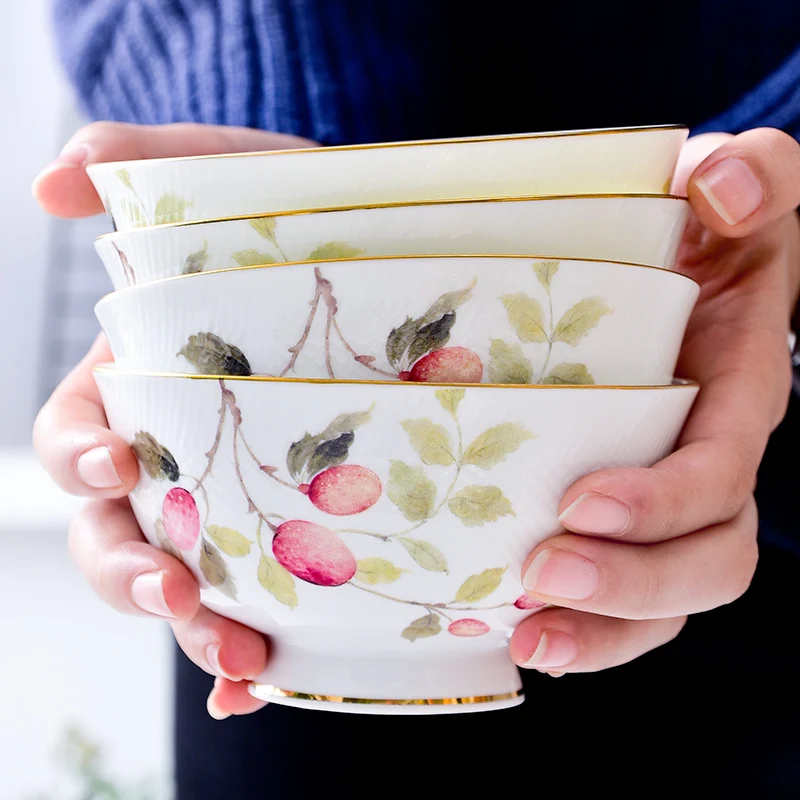 

European creative Western dish American kitchen tableware ceramic rice dish plate set spoon bone china Ceramic Bowl Salad Bowl