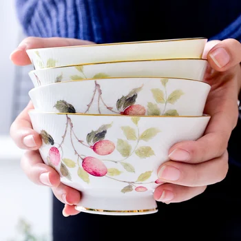 

European creative Western dish American kitchen tableware ceramic rice dish plate set spoon bone china Ceramic Bowl Salad Bowl