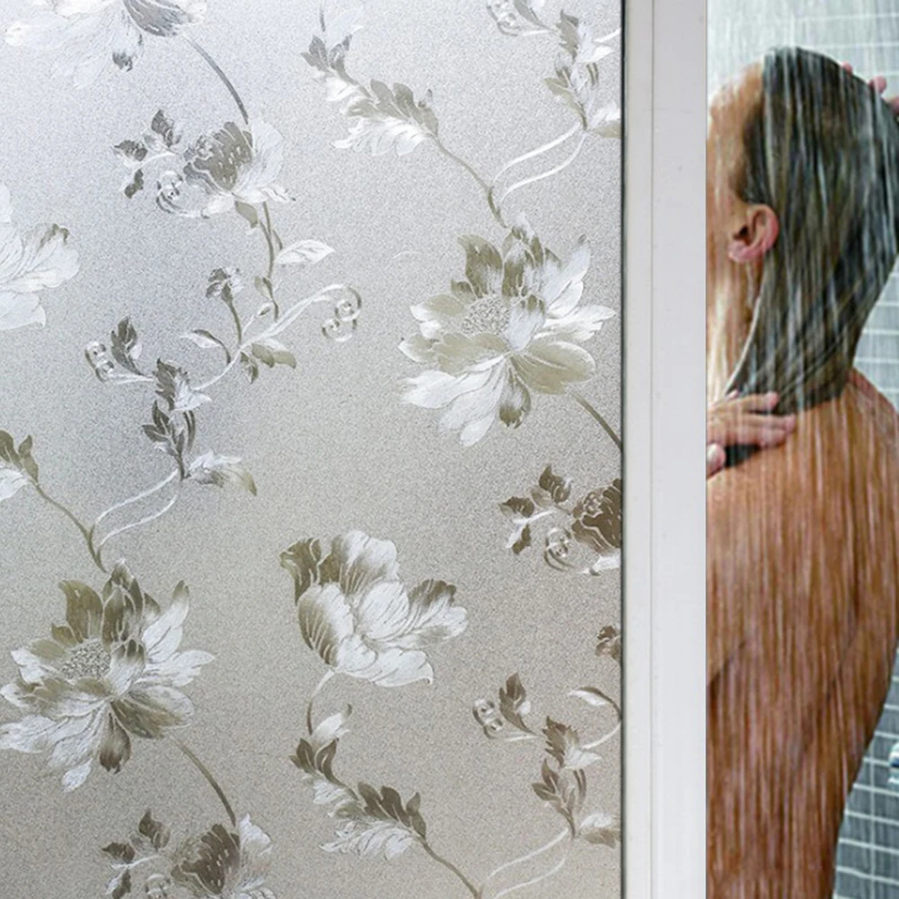 

Quality Self Adhesive Decorative Frosted Window Film PVC 100X45cm Privacy Stained Glass Film Windows Stickers For Home Bathroom