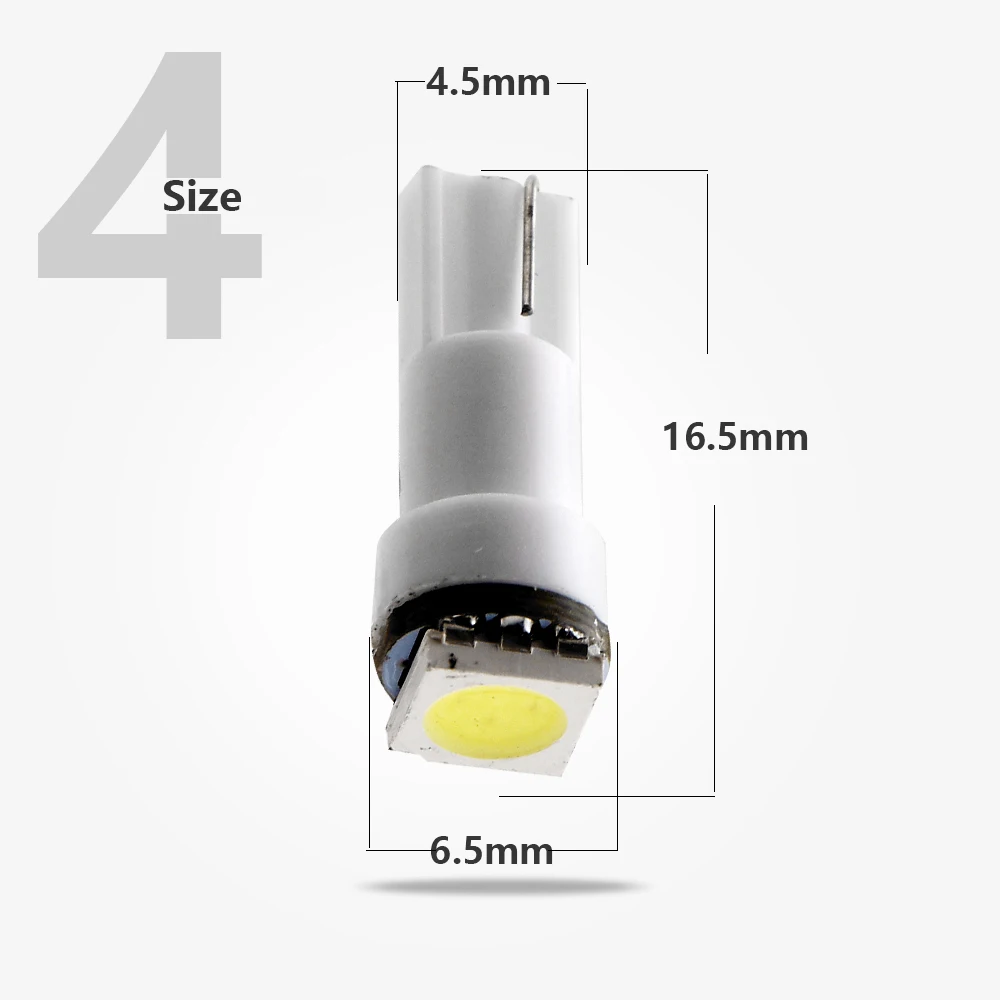 10 шт. T5 5050 1 SMD 1LED лампы с клиновидным основанием для приборной панели сигнальные