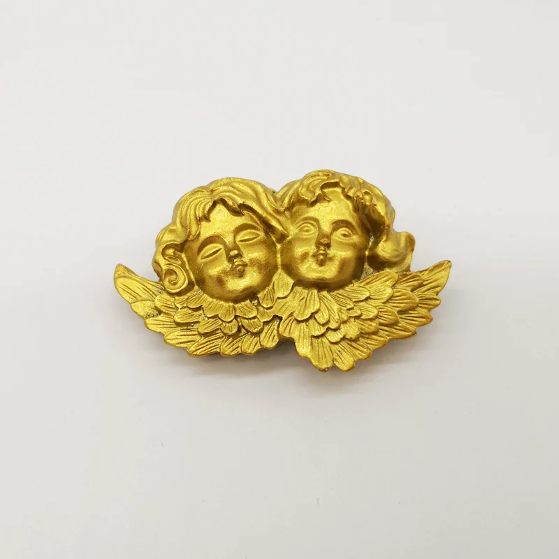 

Vintage Victorian Angels Brooch Resin Baroque Badge Pin Gothic Jewelry