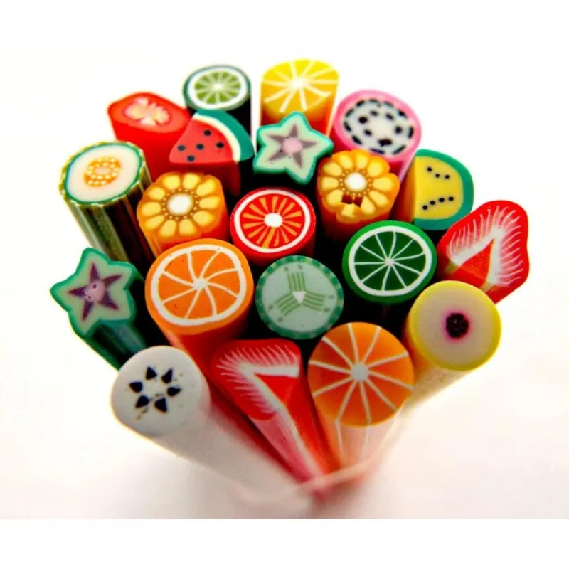 1 колесо смешанных цветов Мода 12 различных форм 3D Полимерная глина кусочки фруктов фимо Тростниковое колесо дизайн ногтей DIY
