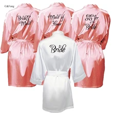 C& Fung розовое золото халаты с причудливым написанием руки свадебное атласное кимоно халат женские пижамы розовые свадебные сестры невесты халаты