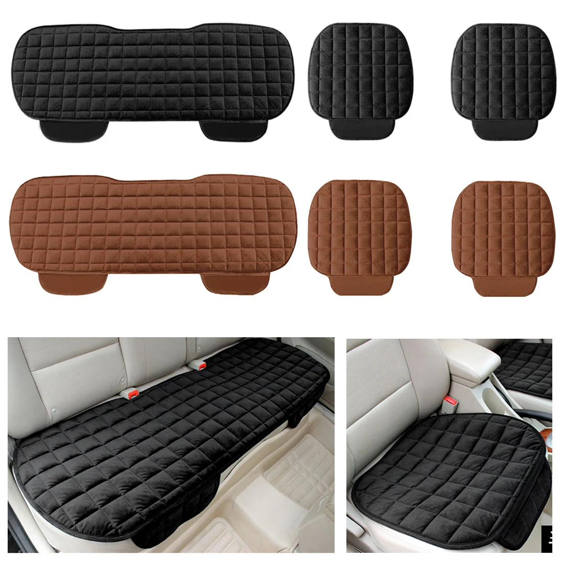 

Dewtreetali 3pc/set Velvet Car Seat Cover Pad Breathable Winter Warm Cushion Seat Protector Car-styling Auto-covers for VW BMW
