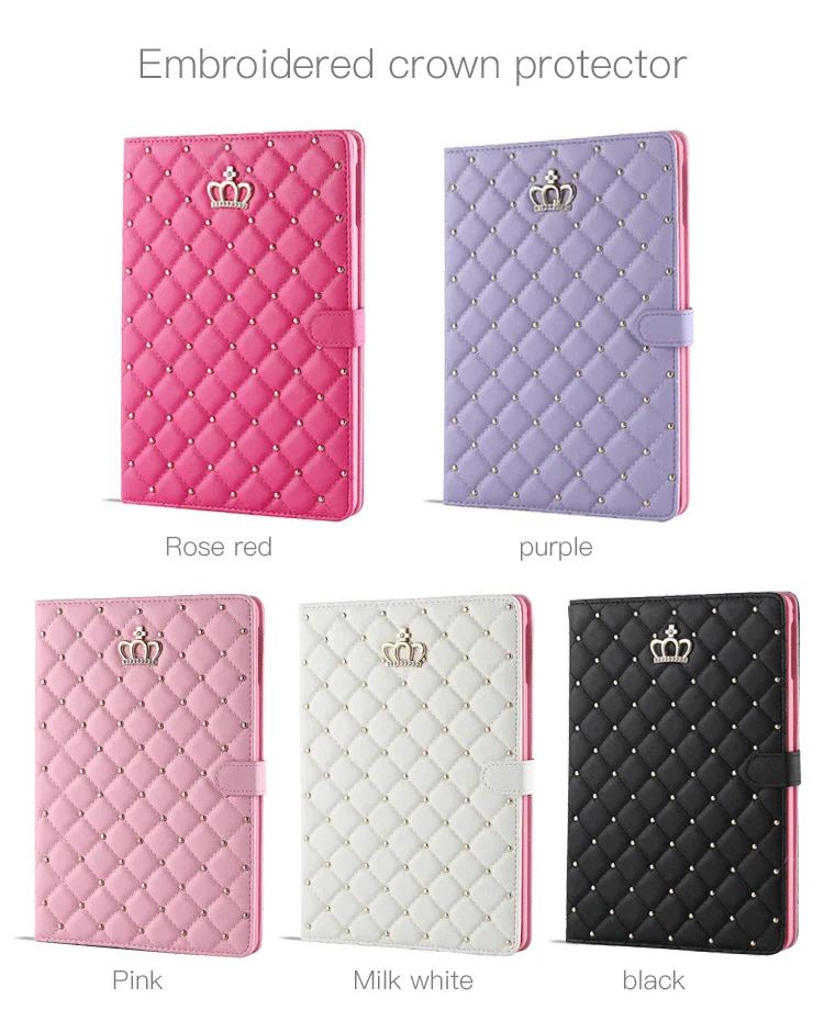 

For 2018 newest 7.9 inch ipad mini 1 2 3 Fashion Flip Crown Grid Smart Case Protective Multi-angle Stand Case Cover with clasp