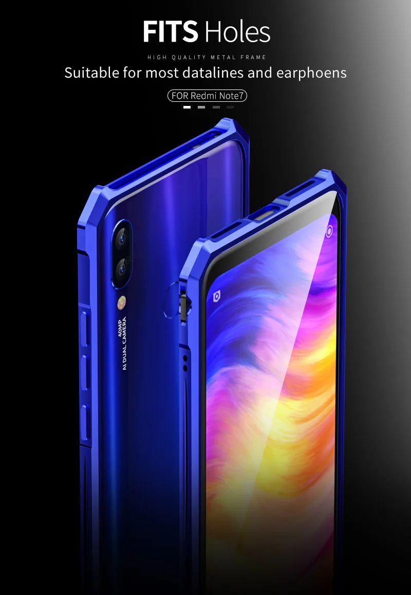 Алюминиевый бампер чехол для телефона для Xiaomi Redmi Note 7 360 Полное покрытие металлическая рамка Redmi Note 7 чехол противоударный Броня