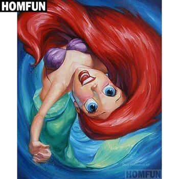 

HOMFUN Full Square/Round Drill 5D DIY Diamond Painting "Oil painting mermaid" Embroidery Cross Stitch 3D Home Decor Gift A00528