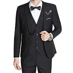 Комплект из 3 предметов комплекты/Для Мужчин's Бизнес Повседневное Slim Fit Suit пиджаки жениха свадебное платье костюмы-тройки куртка + брюки +