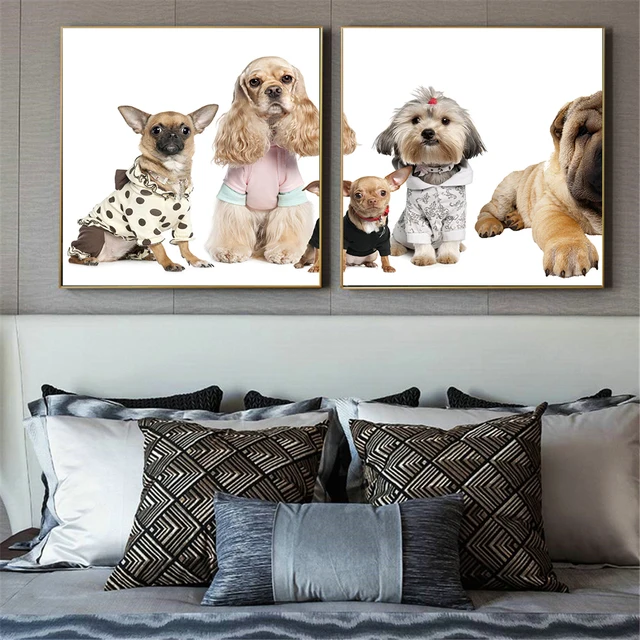 Modular Picture 2pcs Funny Dog Posters and Prints Living Room
