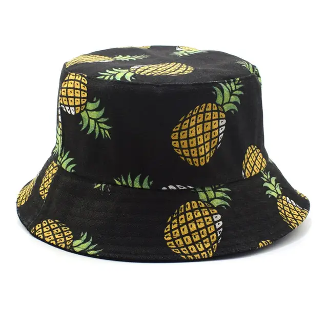 Summer White Pineapple Printed Bucket Hats Outdoor Pineapple Fishing Sun Caps Women Girls Cap Summer White Pineapple Printed Bucket Hats Outdoor Pineapple Fishing Sun Caps Women Girls Cap