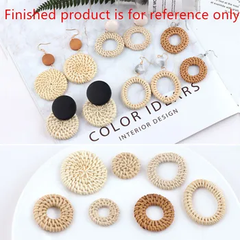 

Summer style 6pcs/lot hyperbole geometry rounds shape handmade Bamboo/rattan weaving beads diy jewelry earring pendant accessory