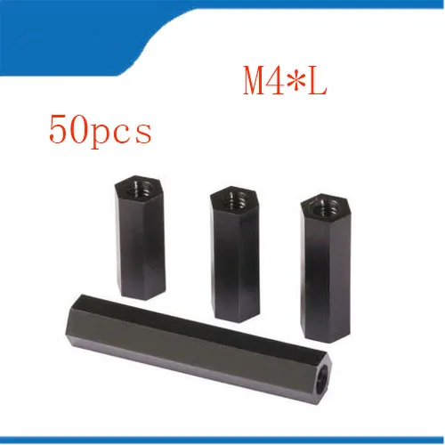 

Plastic hex 50PCS/Set Black Nylon M4 Screws Nuts Standoff Hex Spacer Assortment Kit internal thread Long Nut Pillar for m4 Nuts