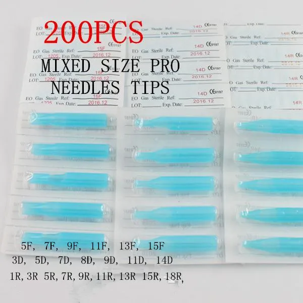 

200PCS Disposable Tattoo Needle Tips Nozzle High Quality Charming Blue Sterilize Mixed Lot Needle Tube Free Shipping