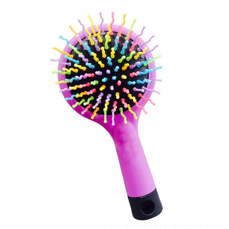 Beli Elecool Pelangi dengan S Sikat Rambut Sisir dengan Cermin Ajaib Perm Wave Curl Pijat Sehat Rambut Sikat Sisir 3 Colrs tersedia