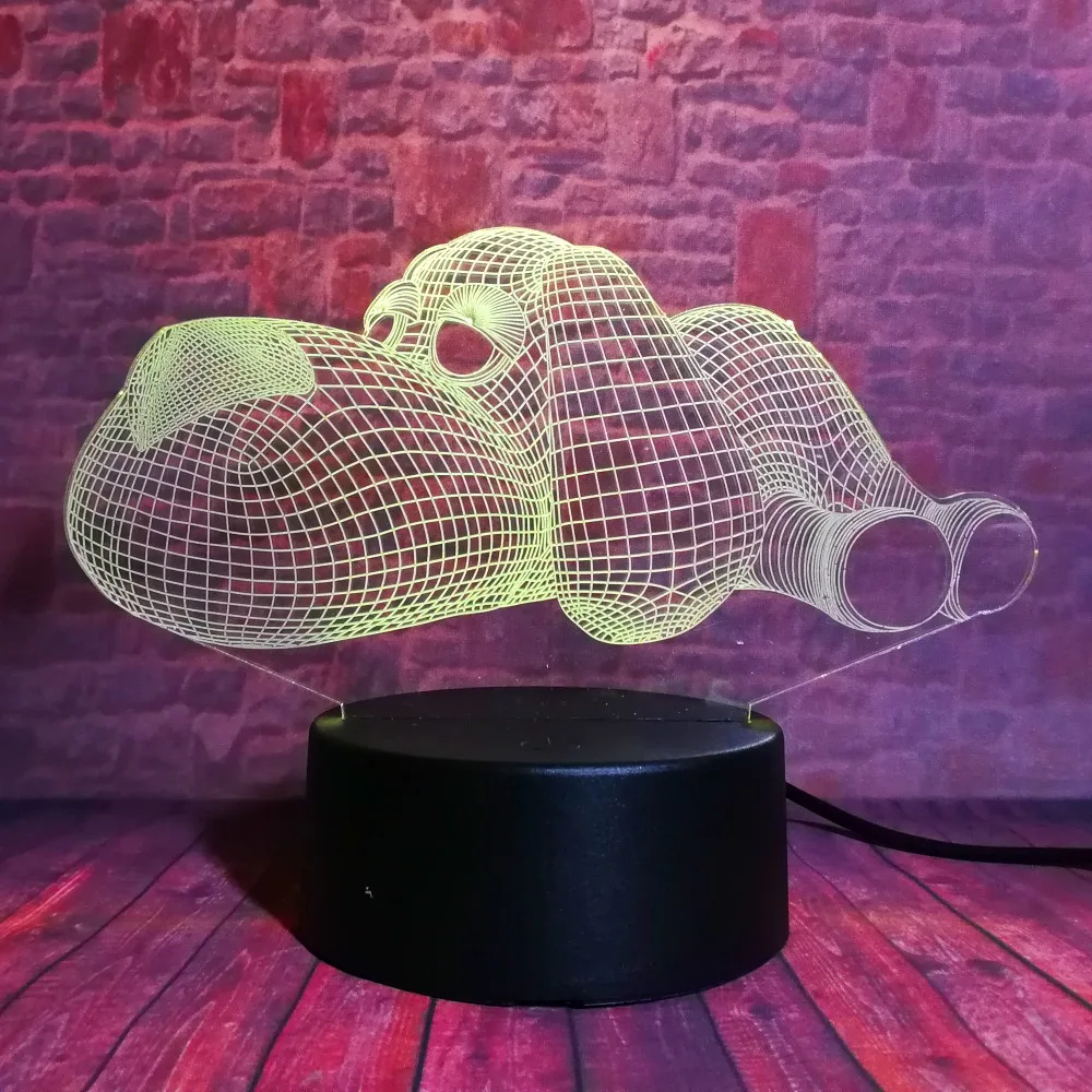Милый мультфильм 3D ПАПА Собака Собачка Щенок 7 цветов мигающий светодиодный