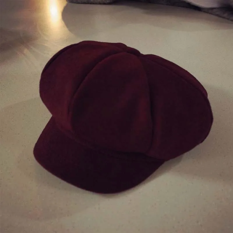 Однотонная осенне-зимняя шапка-берет для маленьких мальчиков и девочек, Шерстяная кепка с плоской подошвой - Цвет: Красный