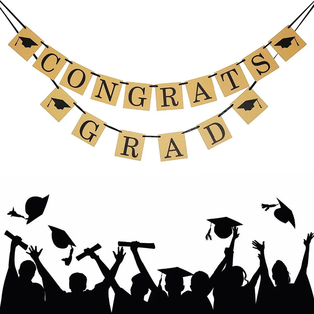 FANLUS Perfect Graduation Decorations Party Supplies for Grad Party Classy Kraft Paper Bunting Graduation Banner  (2)