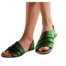 Женские летние сандалии в римском стиле с открытым носком, однотонная пляжная повседневная обувь без шнуровки на плоской подошве, большой размер 43, красная женская обувь