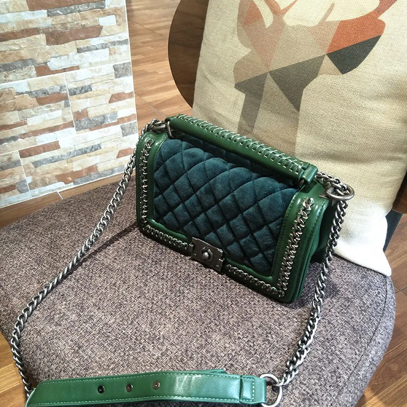 

New retro velvet small cover flap pocket bag quilted women shoulder bag designer clutch chain messenger bags famous brands