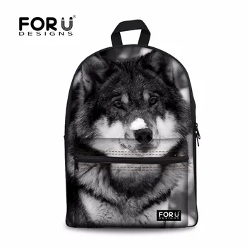

FORUDESIGNS Cool Wolf Tiger Owl Printing Children School Bags 3D Animal School Backpack for College Student Book Bags Mochila