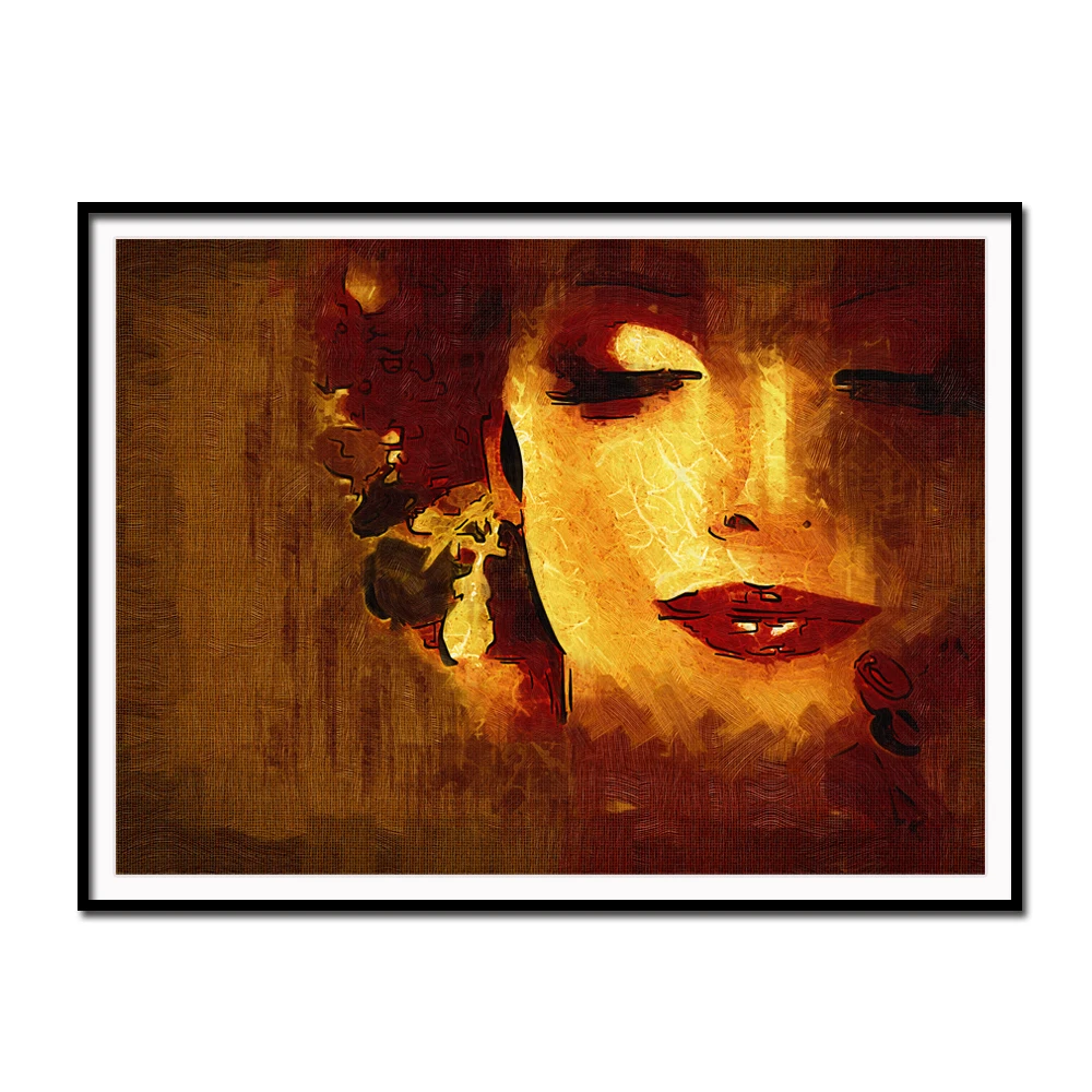 Canvas Prints Vintage Portrait Retro Art Abstract Girl Wall Paper