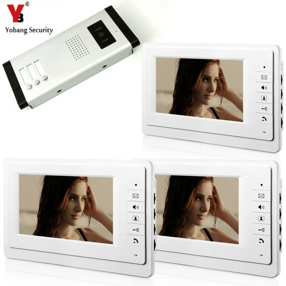 YobangSecurity 3 квартиры видео домофон система IR CUT HD 1000TVL камера дверной Звонок с