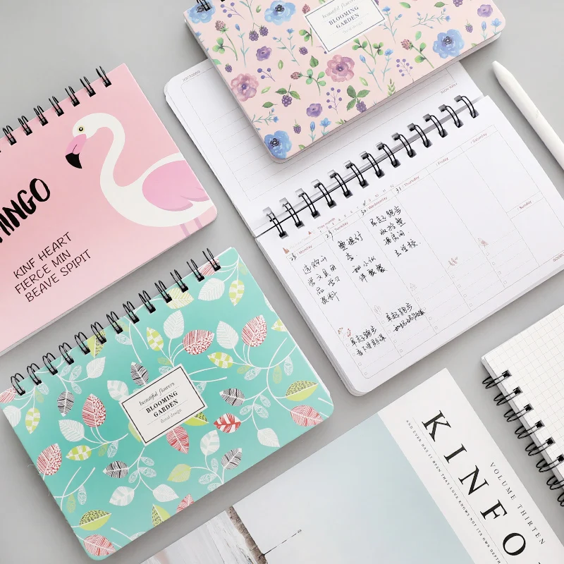 

1pc Flamingo Illustration Series Weekly Plan Notebook Notepad Schedule Coil Note book Planner Divider
