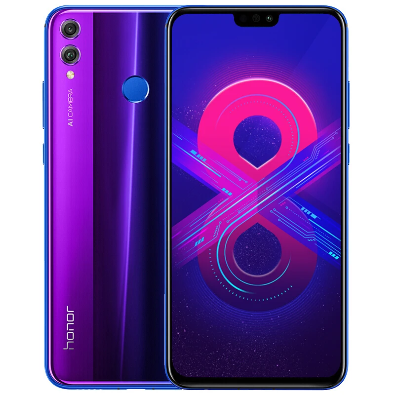 Honor 8x Global Rom 6,5 ''полноэкранное OTA обновление Восьмиядерный аккумулятор с отпечатком пальца 3750 мАч двойная задняя камера 20 МП Многоязычная