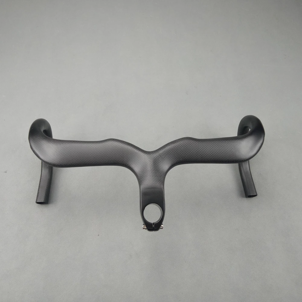 Bicycle handlebar 3K No Bicycle Carbon Handlebar Road 3K Ultralight Integrated Handlebar and Stem Bicycle Handlebars