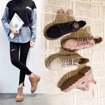 

botas mujer 2019 Shoes Women Martin Boots Real Leather Fashion Brand zapatos de mujer Black Ladies footware Ankle Boots Beige