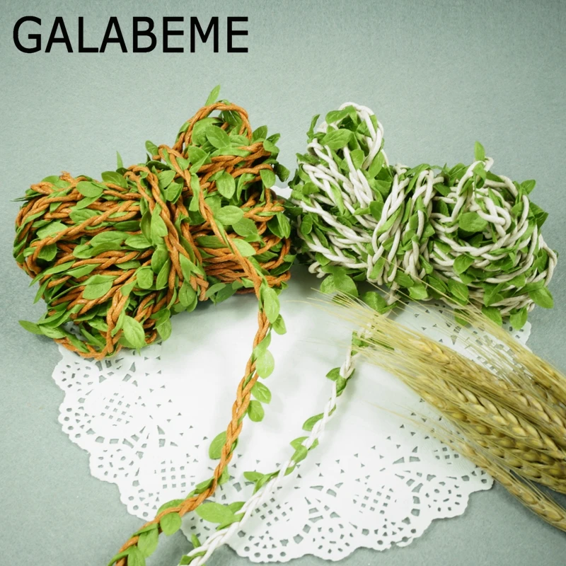 Galabeme 5Meters Twine String with Leaf DIY craft supplies burlap