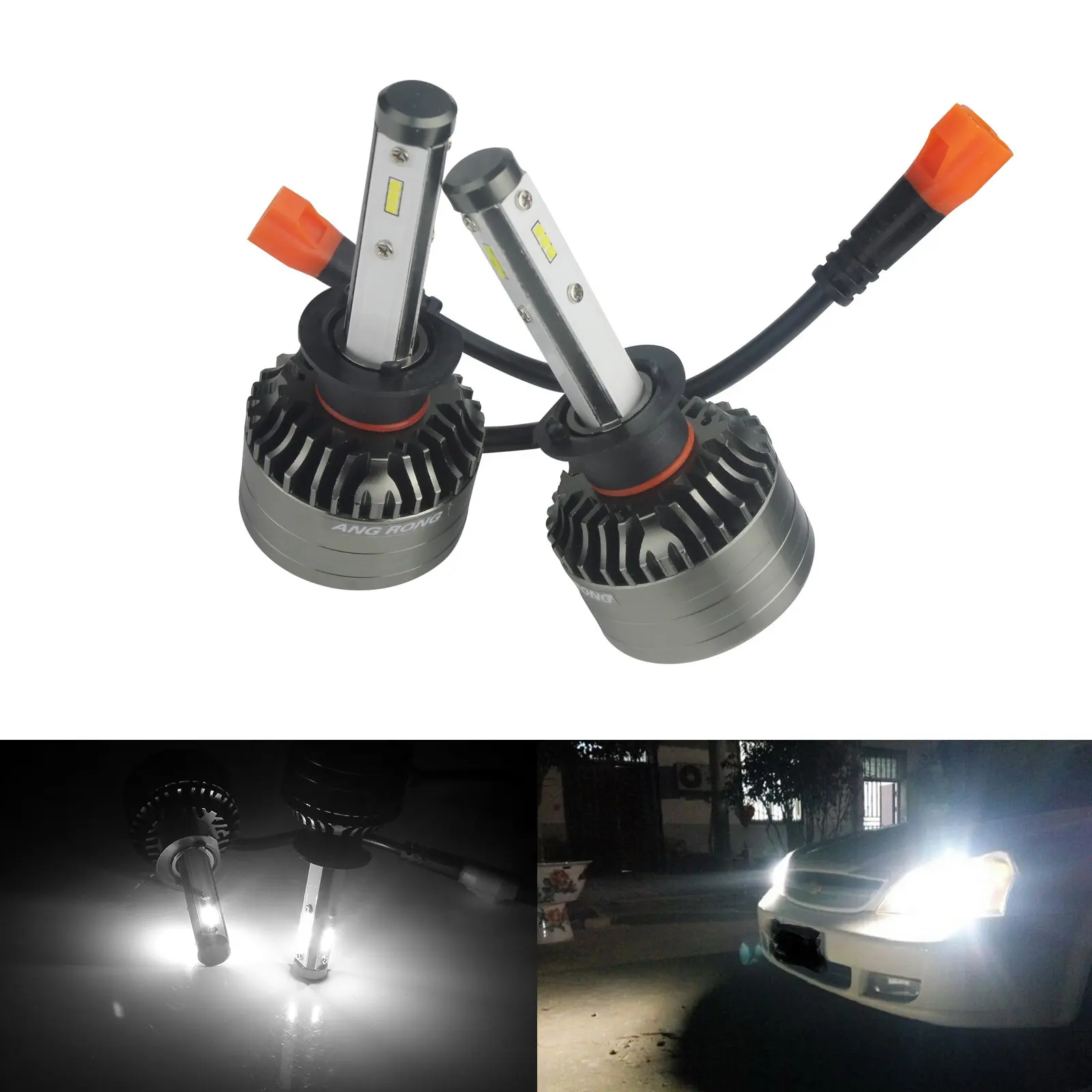 

ANGRONG 2x H1 LED 72W 9000LM Car Headlight Kit Fog Light Bulbs Lamp DRL 6500K White