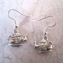 Горячее предложение! Распродажа! 20 пар* Время для чая* Античный Серебряный чайник серьги с чашками горшок ab604