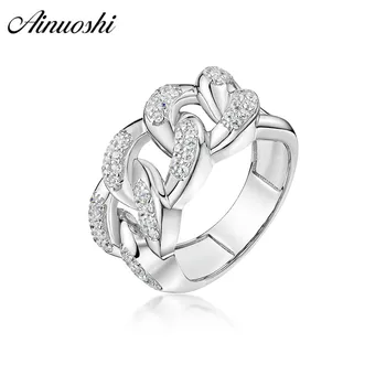 

AINOUSHI 925 Sterling Silver Men Wedding Engagement Twisted Ring Male Silver Anniversary Ring Party Gift Jewelry hombre suena