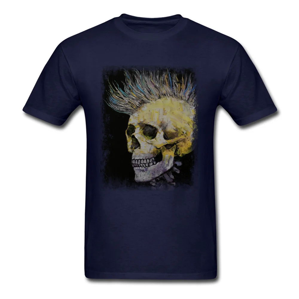 MOHAWK Tops Shirt New Arrival Round Neck Normal Short Sleeve 100% Cotton Men T-Shirt 3D Printed T Shirt Top Quality MOHAWK navy