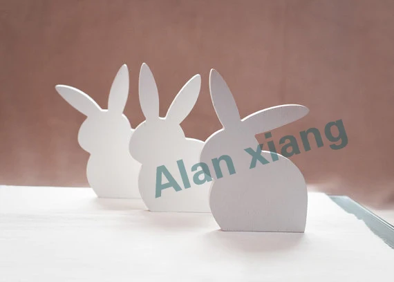 

free shipping Wooden bunny set of 3 Ester spring home decor white rabbit bunnies