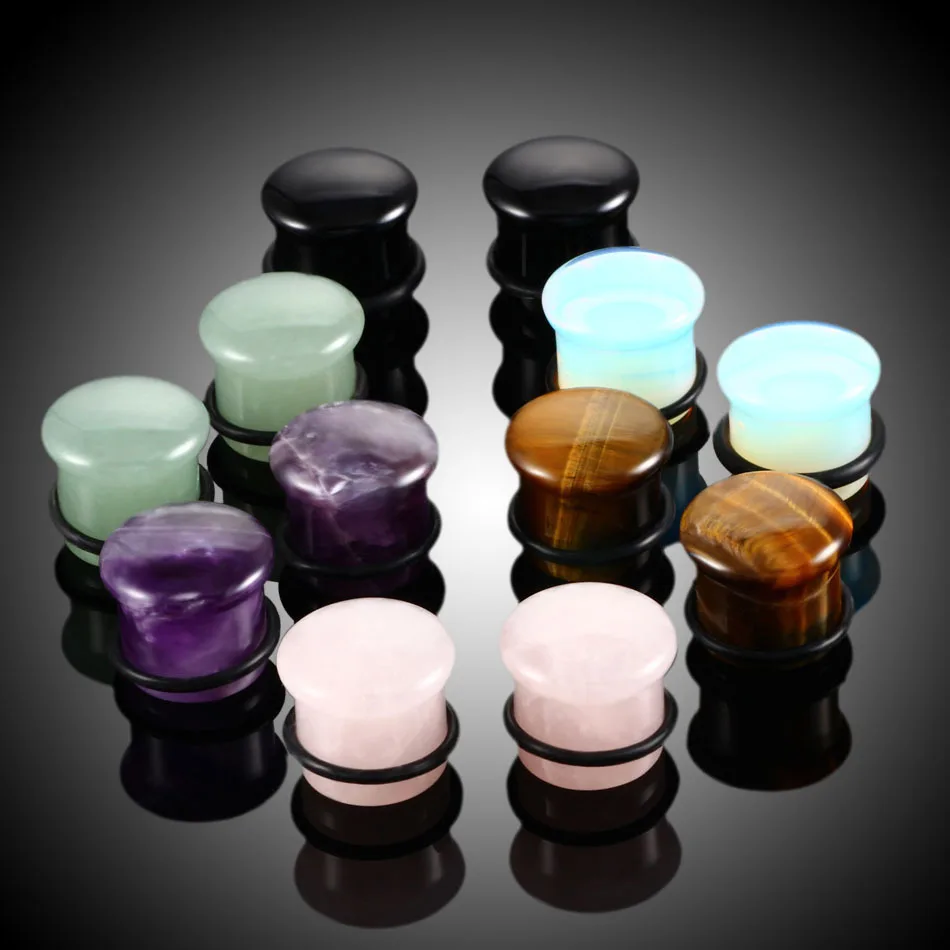 2PCS/Lot Stone Ear Plugs Gauges Earrings Women Men Ear Plug Flesh